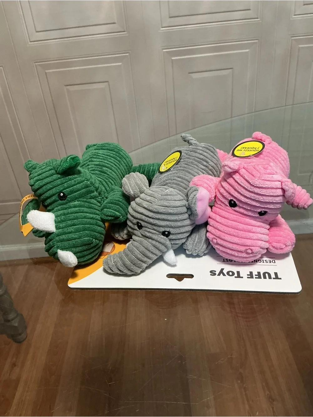 Brand New Jmle tuff Set Of 3 Elephant & Reno Squeaker Dog Toy  9”